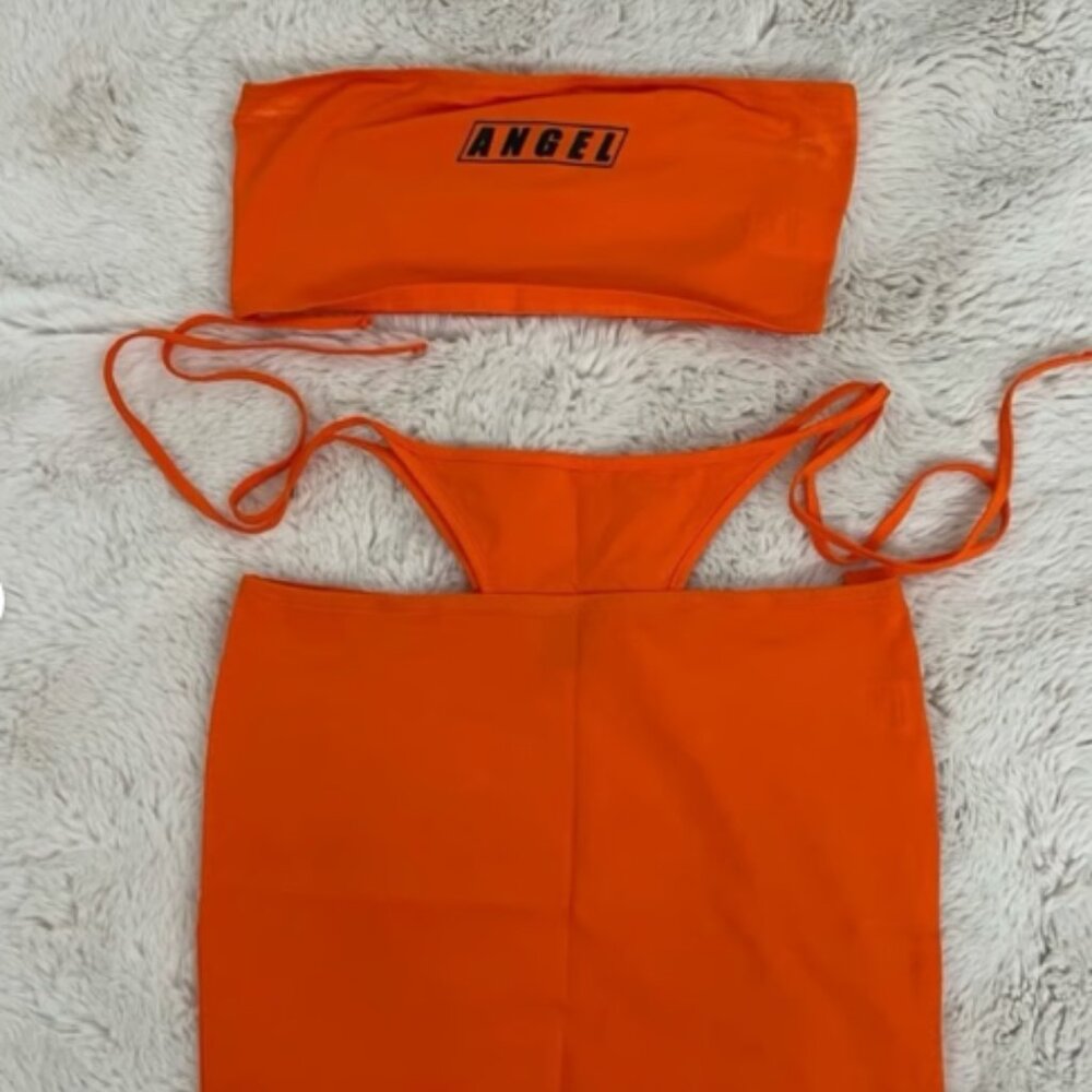 Orange Angel Bandeau and Mini Skirt Set